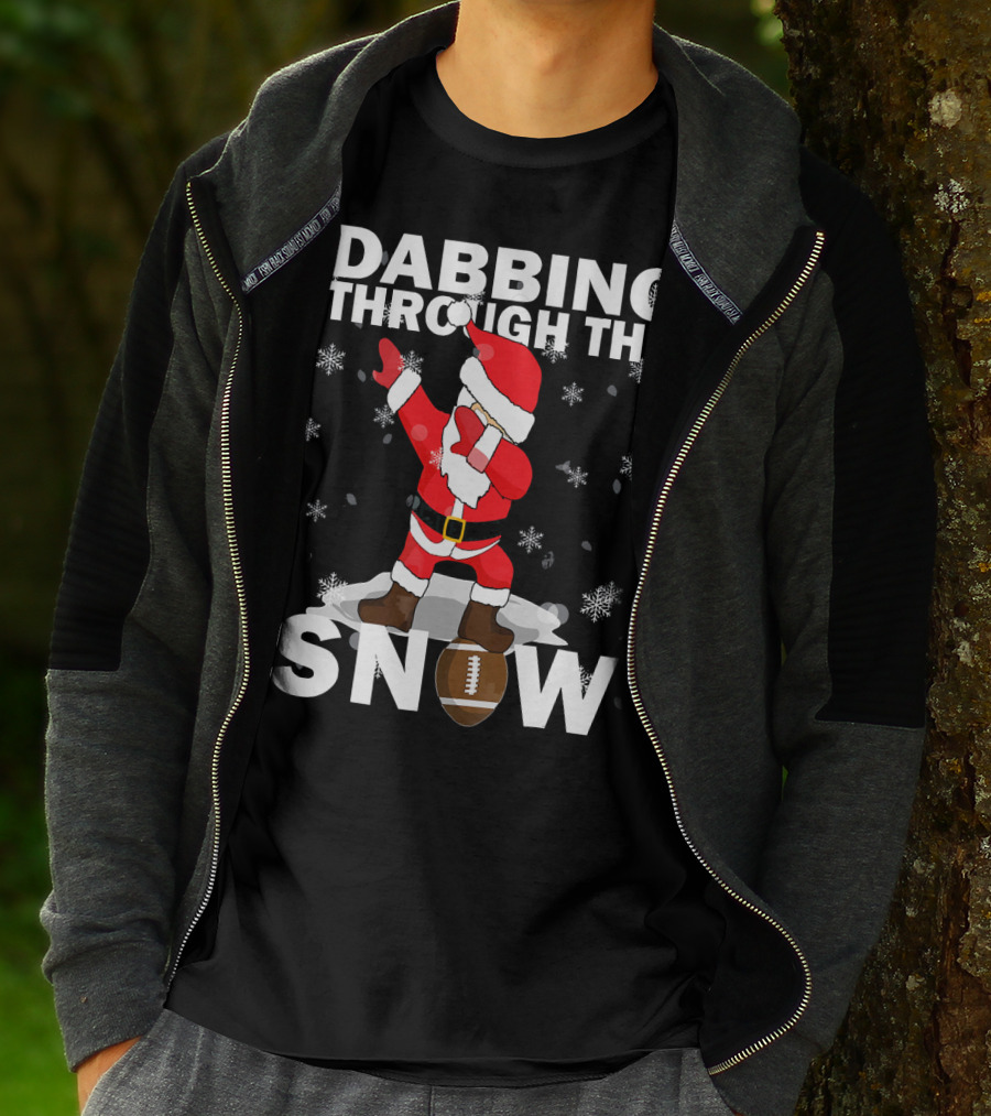 Dabbing Through The Snow Football Santa Dabbing T-Shirt
