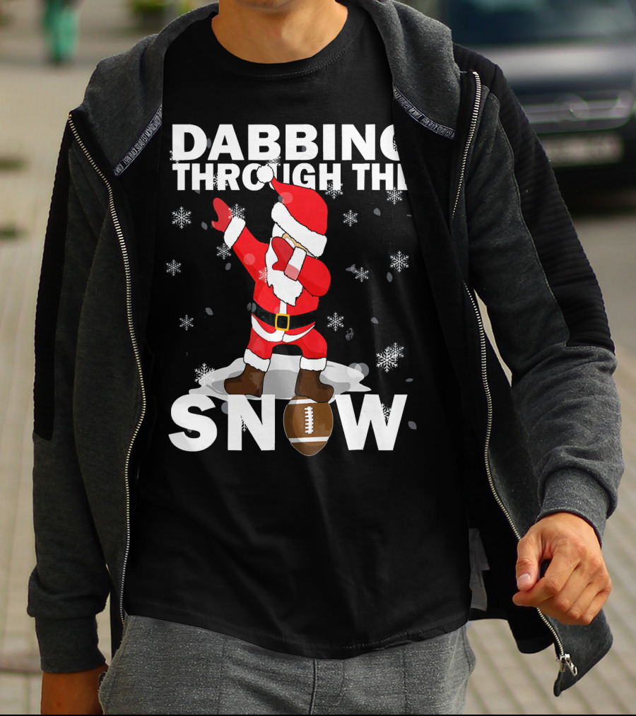 Dabbing Through The Snow Football Santa Dabbing T-Shirt