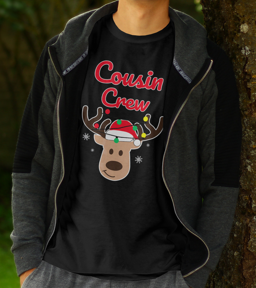 Cousin Crew Christmas Reindeer Hat Snowflakes T-Shirt