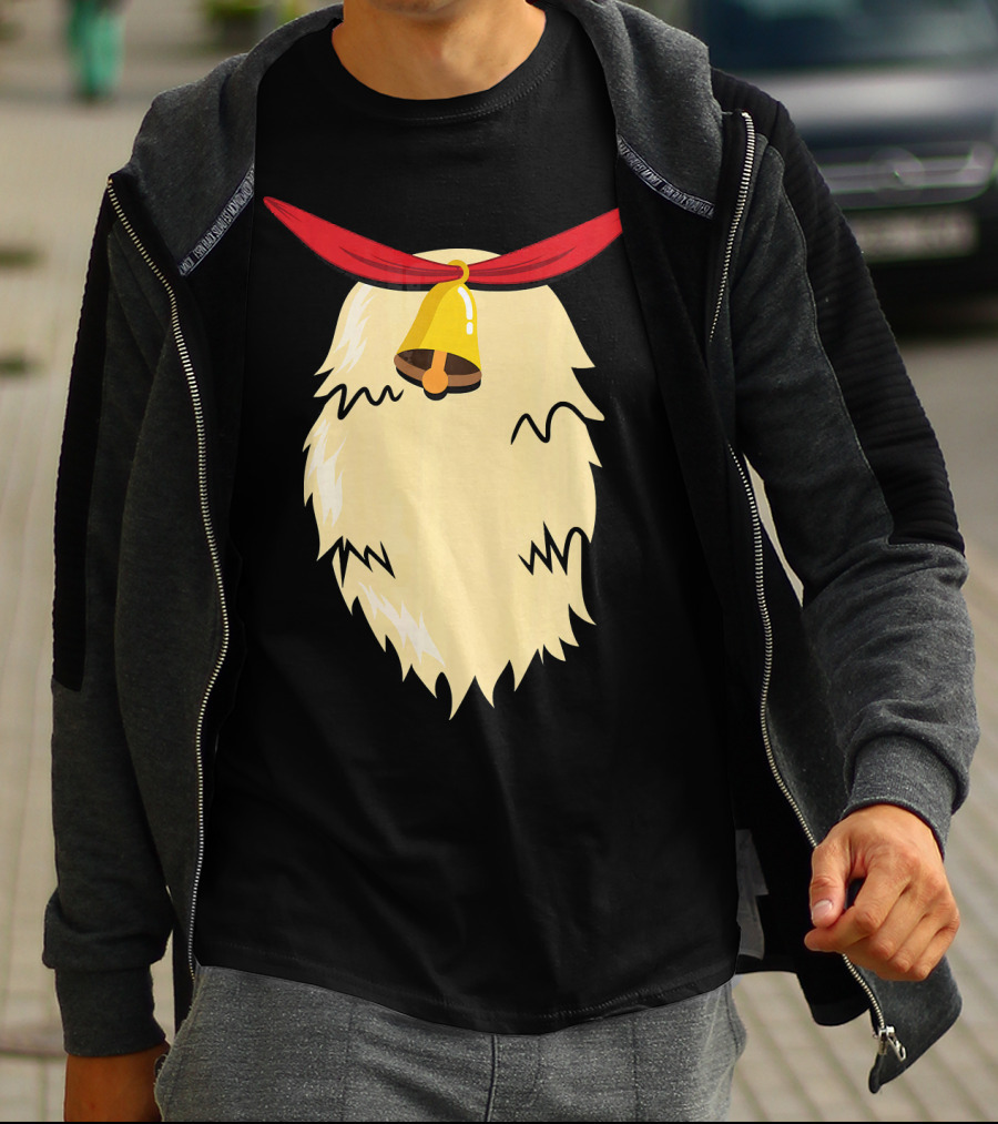 Christmas Reindeer Bell Santa Beard Costume T-Shirt