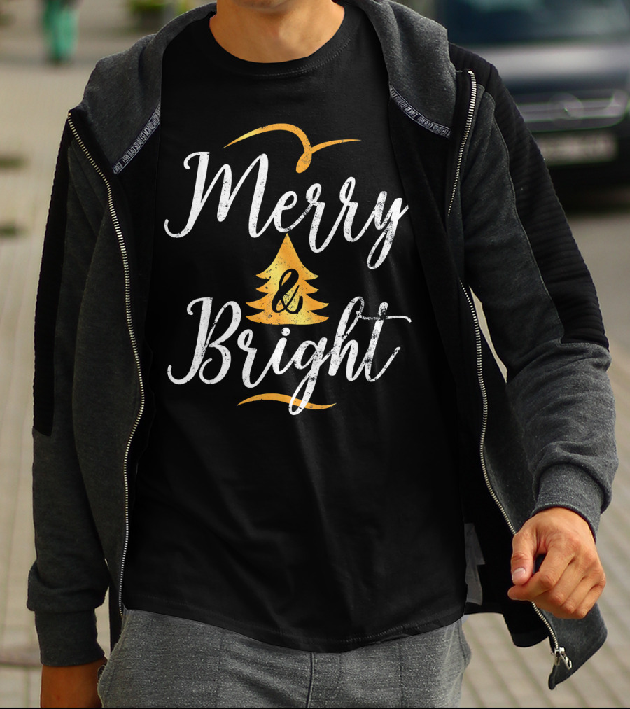 Merry And Bright Christmas Holiday Tree T-Shirt