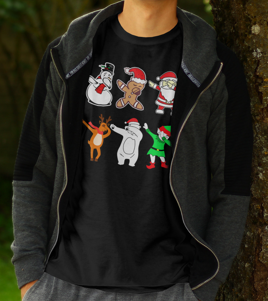 Dabbing Snowman Gingerbread Santa Reindeer Polar Bear Elf Christmas Dab T-Shirt
