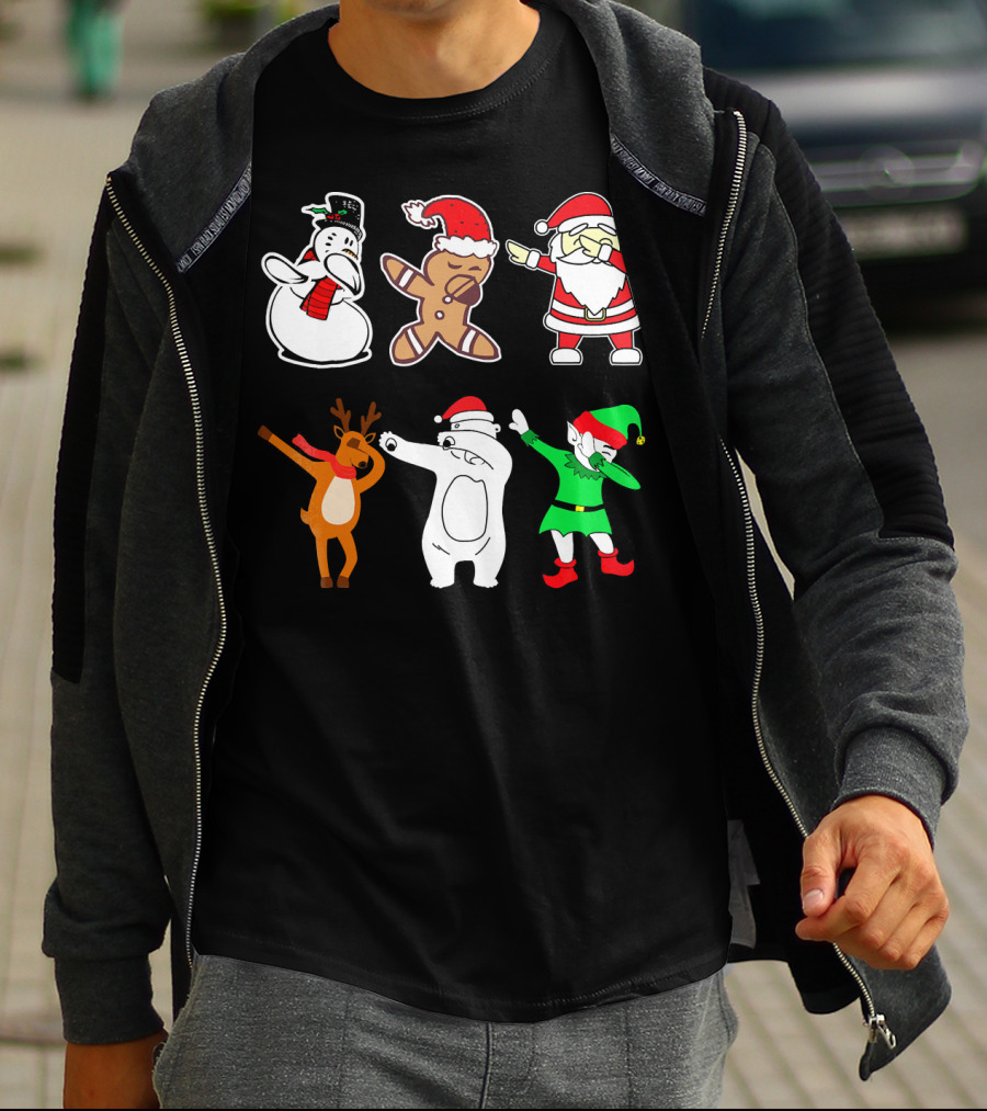 Dabbing Snowman Gingerbread Santa Reindeer Polar Bear Elf Christmas Dab T-Shirt