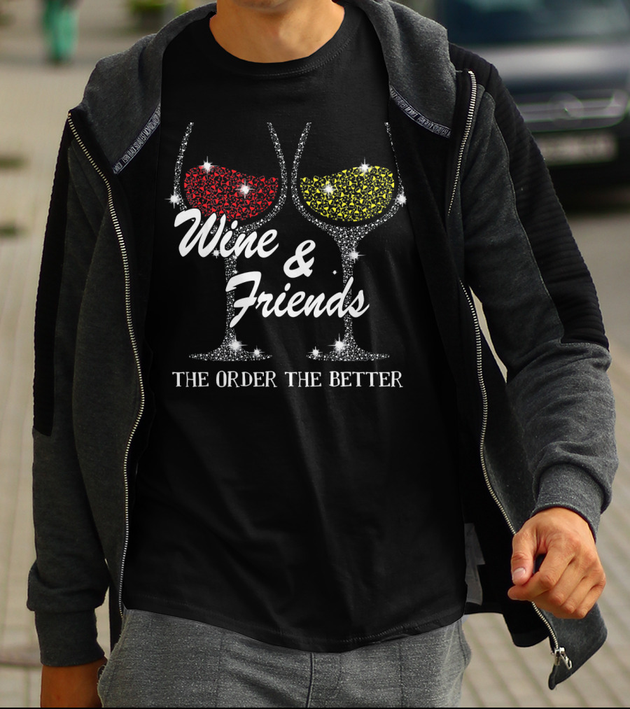Wine And Friends The Older The Better Sparkling Glasses T-Shirt