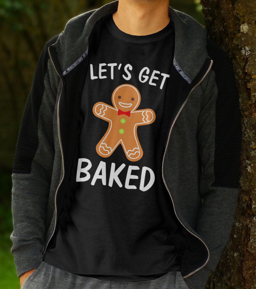 Let's Get Baked Funny Holiday Cookie Christmas Gingerbread Bow Tie T-Shirt