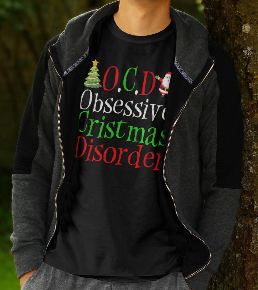 OCD Obsessive Christmas Disorder Santa Tree T-Shirt