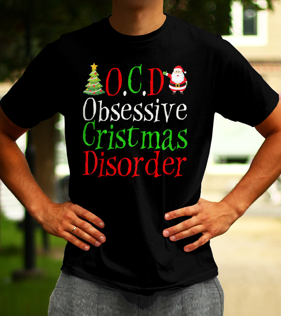 OCD Obsessive Christmas Disorder Santa Tree T-Shirt