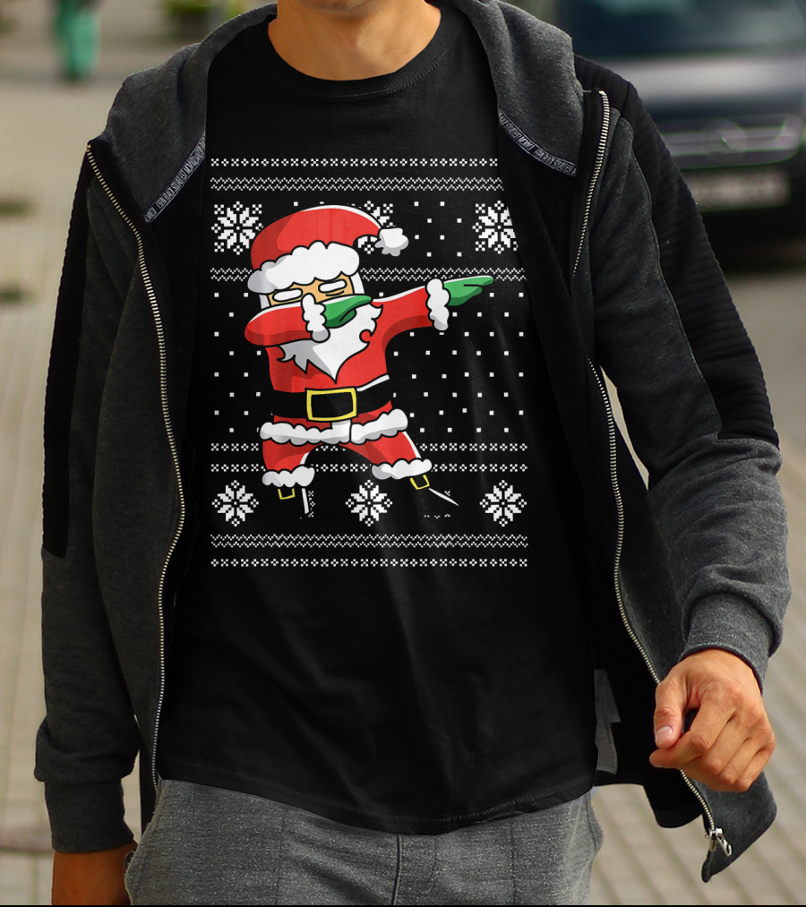 Festive Dabbing Santa Ugly Christmas T-Shirt