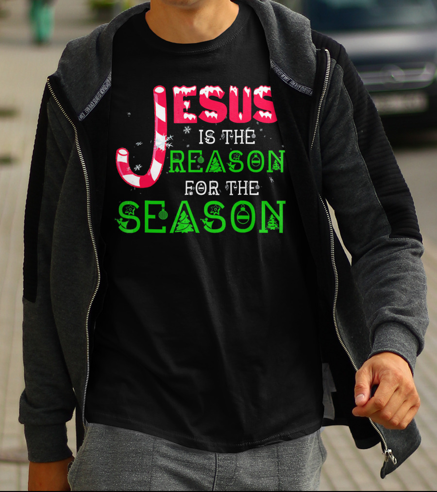 Jesus Is The Reason For The Season Christmas Candy Cane Snowflakes T-Shirt