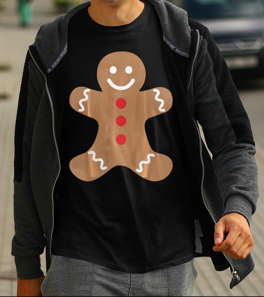 Smiling Gingerbread Man Holiday Cookie Decor T-Shirt