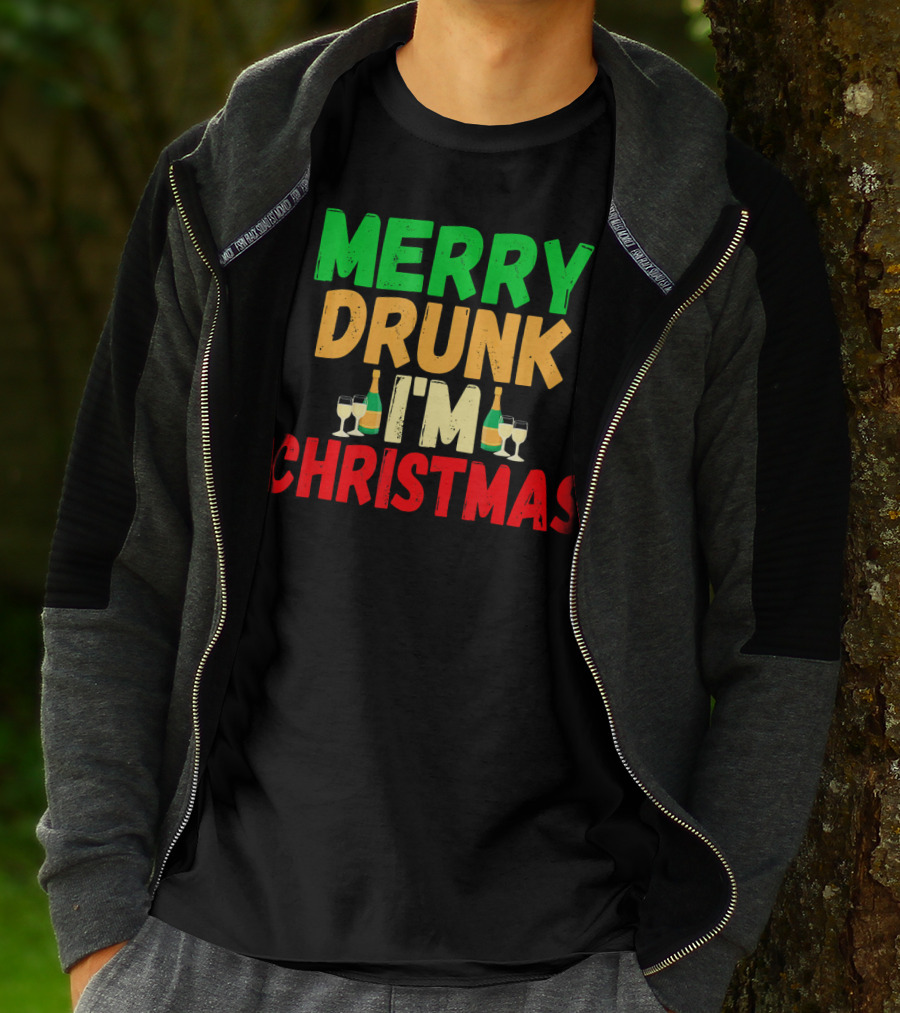 Merry Drunk I'm Christmas Winter Holiday Drinking T-Shirt