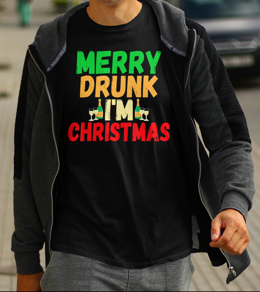 Merry Drunk I'm Christmas Winter Holiday Drinking T-Shirt