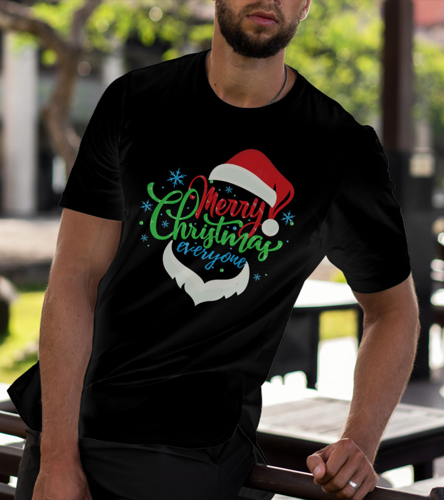 Merry Christmas Everyone Santa Hat With Beard T-Shirt