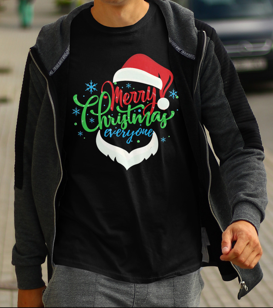 Merry Christmas Everyone Santa Hat With Beard T-Shirt