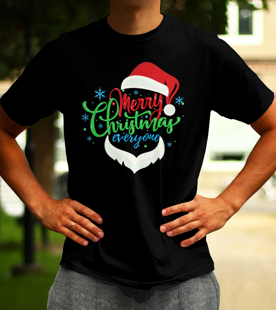 Merry Christmas Everyone Santa Hat With Beard T-Shirt