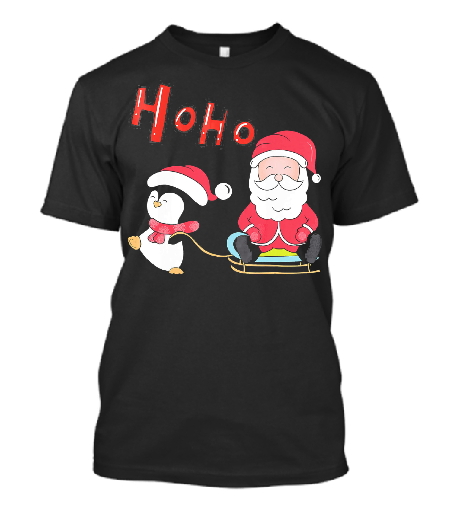 Ho Ho Santa Penguin Merry Christmas Happy Family T-Shirt