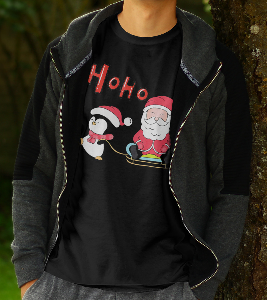 Ho Ho Santa Penguin Merry Christmas Happy Family T-Shirt