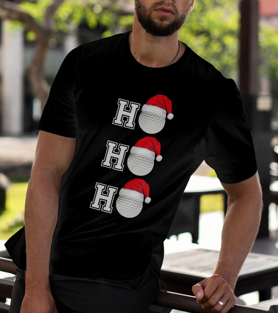 Ho Ho Ho Golf Ball Santa Hat Christmas T-Shirt