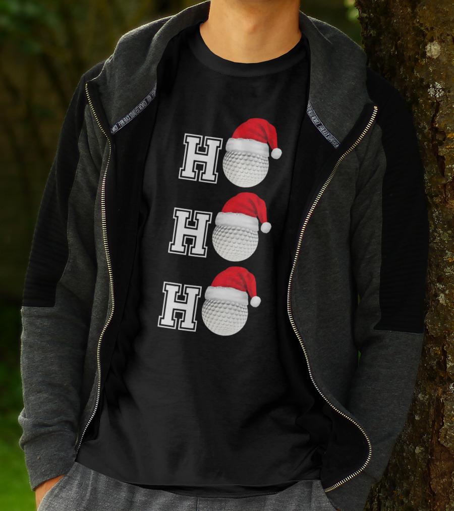 Ho Ho Ho Golf Ball Santa Hat Christmas T-Shirt