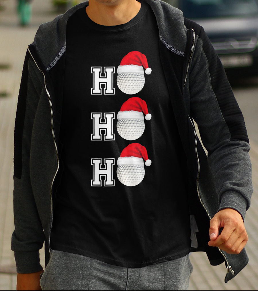 Ho Ho Ho Golf Ball Santa Hat Christmas T-Shirt