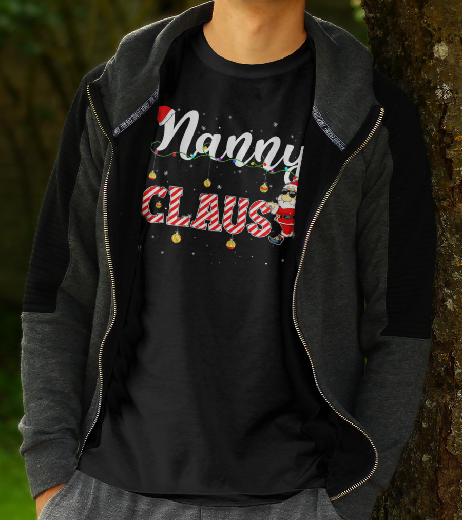 Nanny Claus Cute Christmas Santa Hat Matching T-Shirt