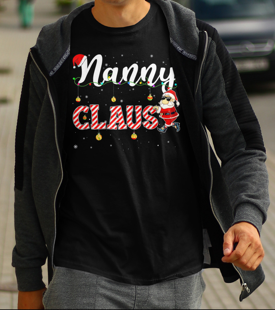 Nanny Claus Cute Christmas Santa Hat Matching T-Shirt