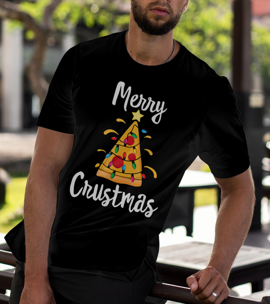 Merry Crustmas Christmas Men Boy Pizza Tree T-Shirt