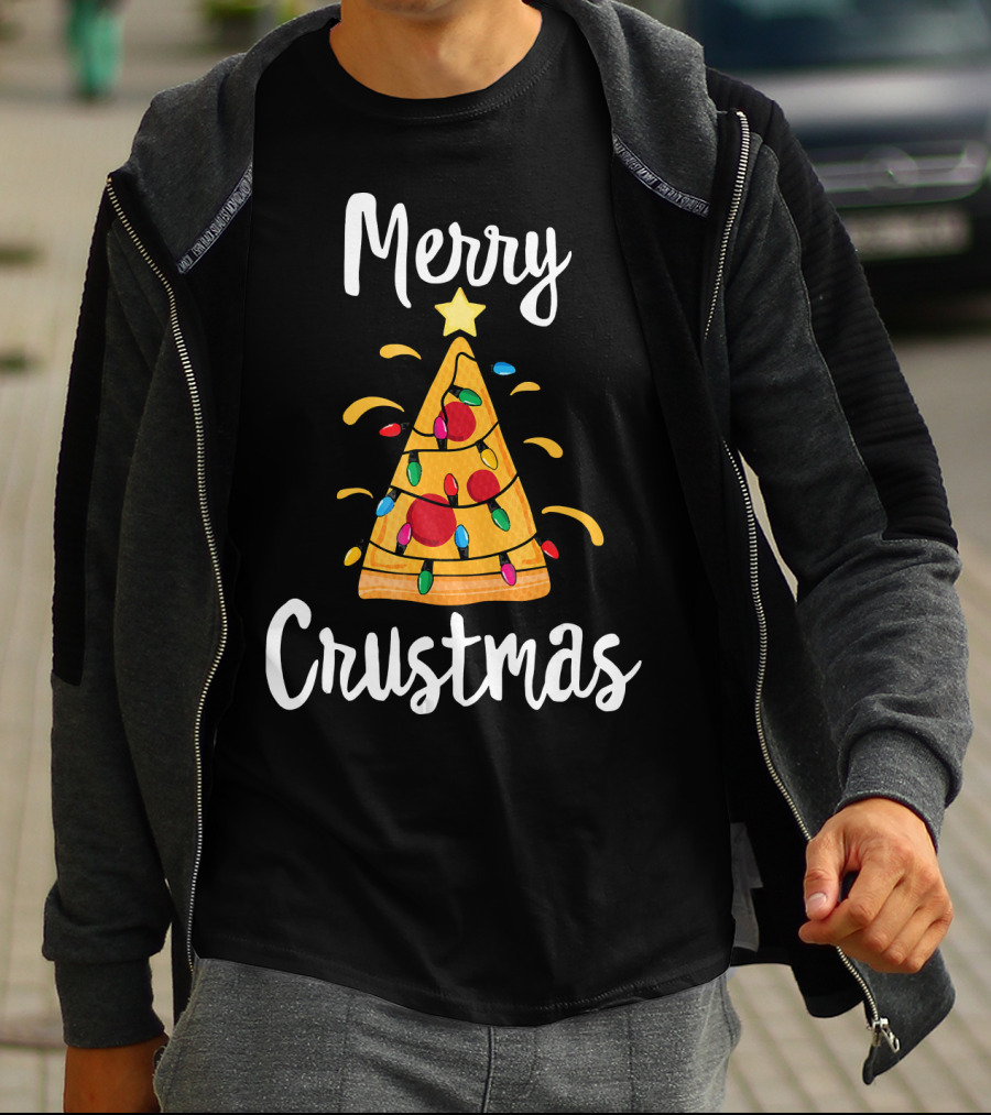 Merry Crustmas Christmas Men Boy Pizza Tree T-Shirt