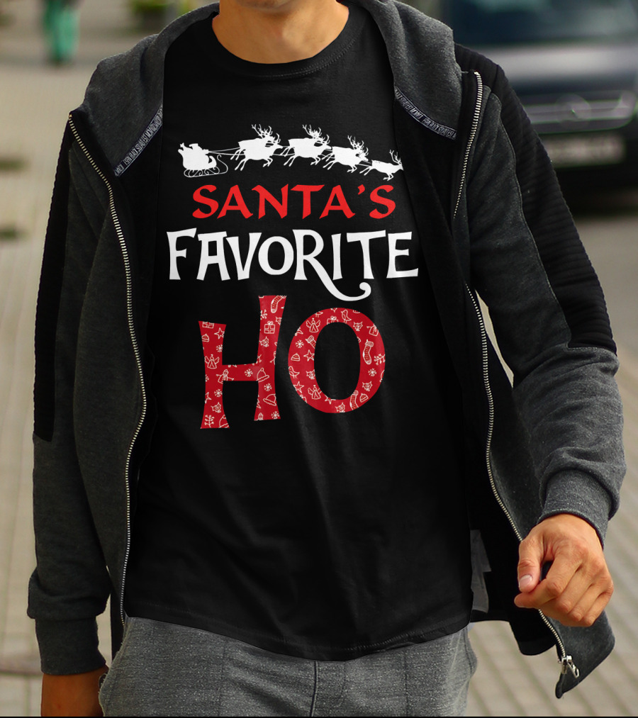 Santa's Favorite Ho Reindeer Sleigh Christmas Holiday T-Shirt