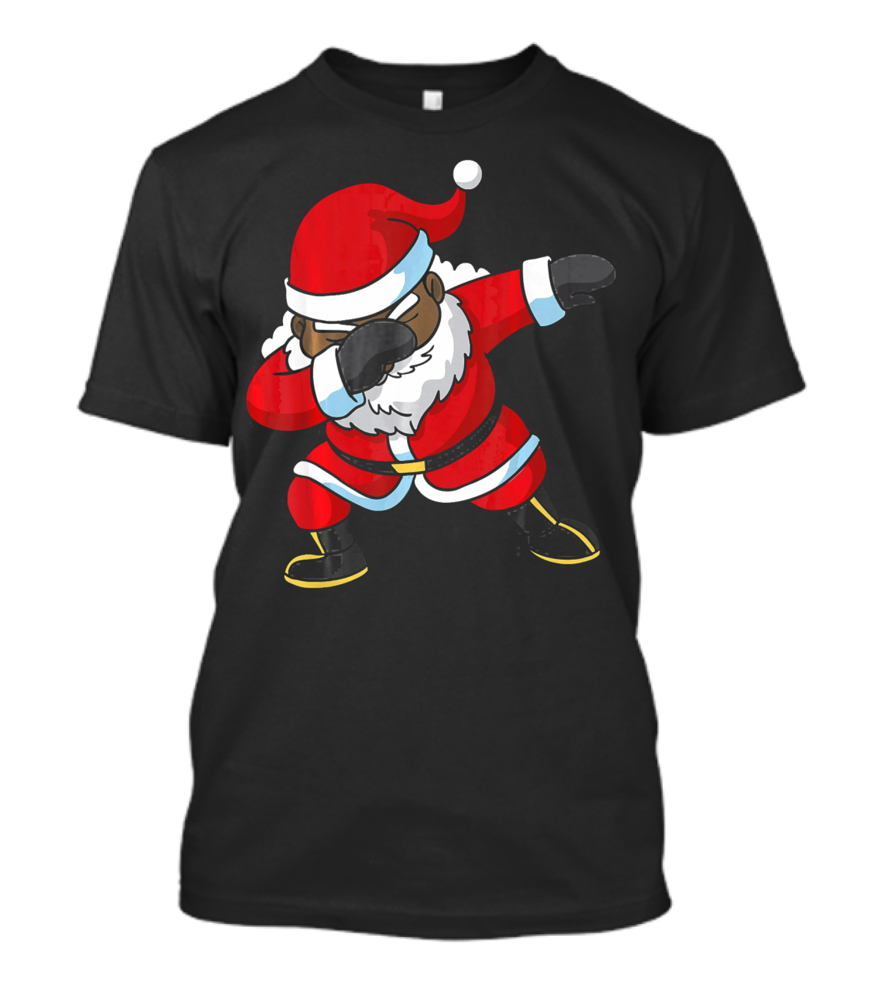 Christmas Dabbing Black Santa Claus Gesture T-Shirt