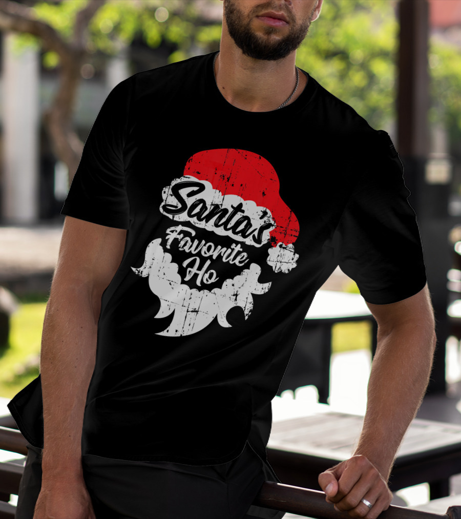 Santa's Favorite Ho Christmas Beard And Hat T-Shirt