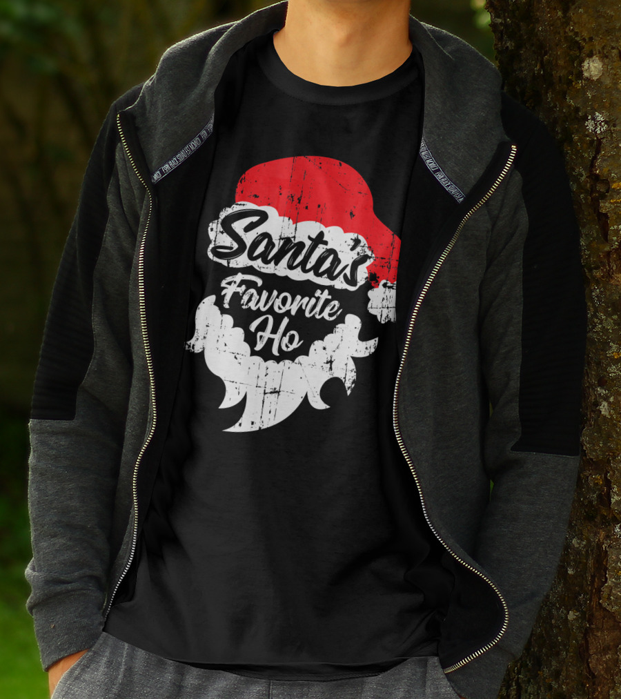 Santa's Favorite Ho Christmas Beard And Hat T-Shirt