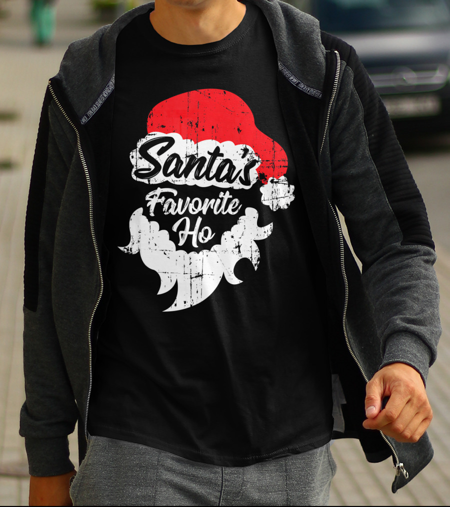 Santa's Favorite Ho Christmas Beard And Hat T-Shirt