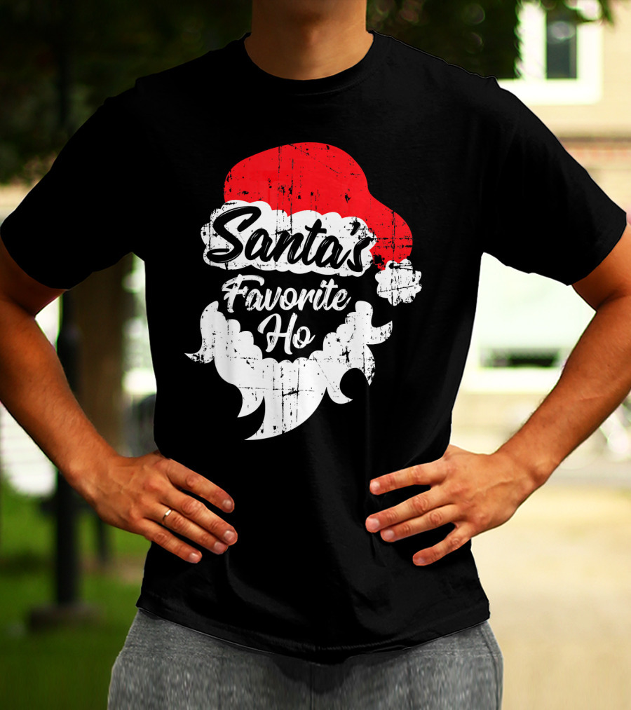 Santa's Favorite Ho Christmas Beard And Hat T-Shirt