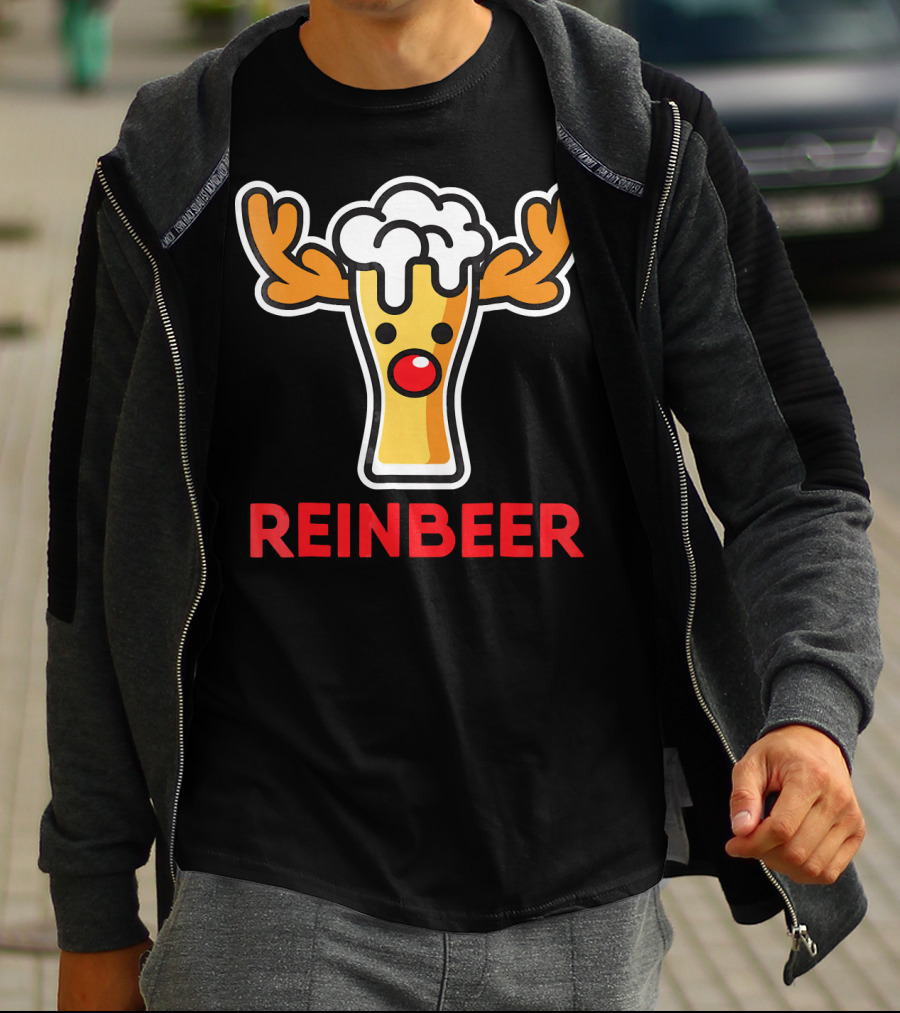 Rein Beer Reindeer With Antlers And Foamy Beer Head T-Shirt