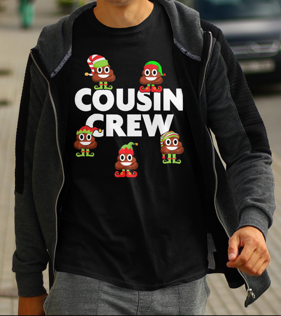 Cousin Crew Christmas PJs Elf Poop Emoji T-Shirt