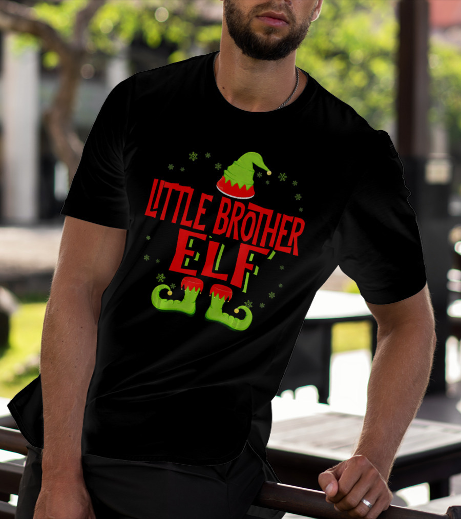 Little Brother Elf Matching Family Christmas T-Shirt