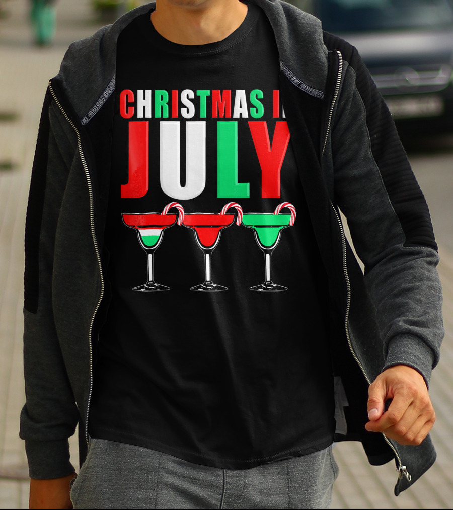 Christmas In July Candy Cane Cocktail Mixed Drinks T-Shirt