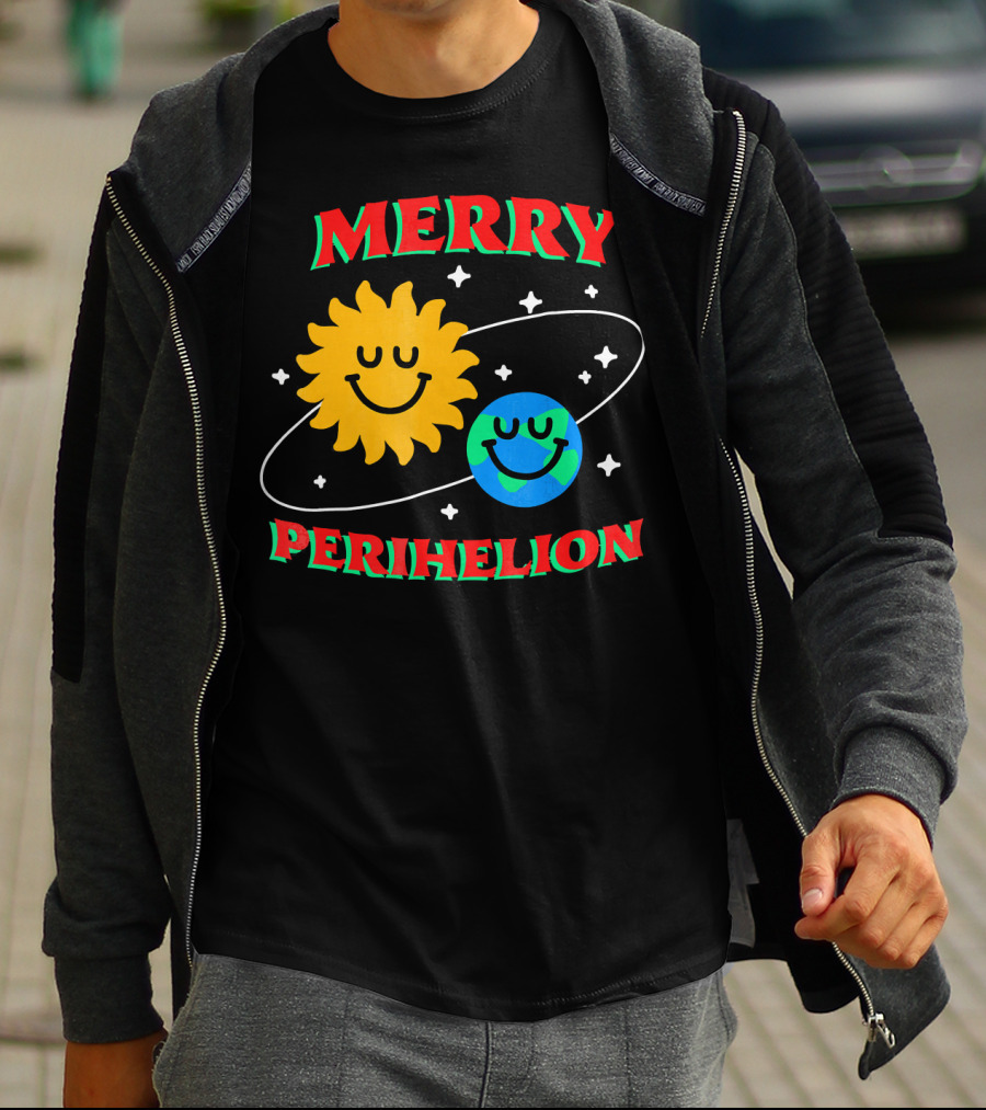Merry Perihelion Sun Earth Smiling Orbit T-Shirt