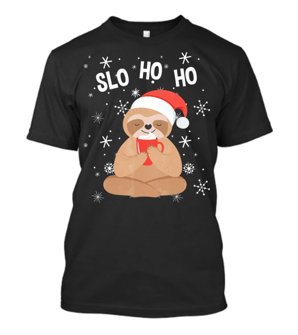 Slo Ho Ho Merry Slothmas Christmas Sloth Santa Hat T-Shirt