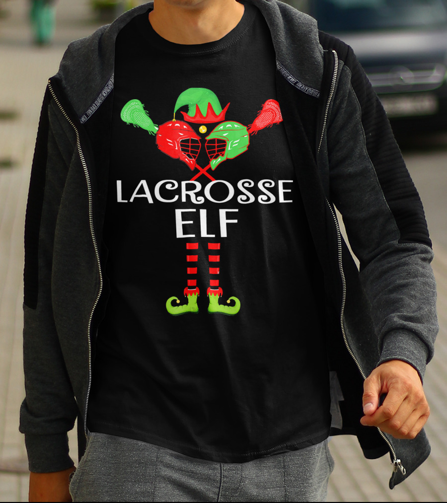 Lacrosse Elf Funny Holiday Sports Lover T-Shirt