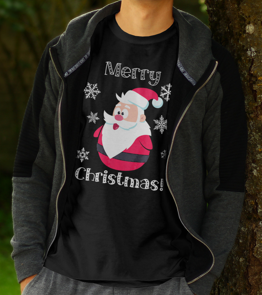 Merry Christmas Santa Claus Cute Snowflakes T-Shirt