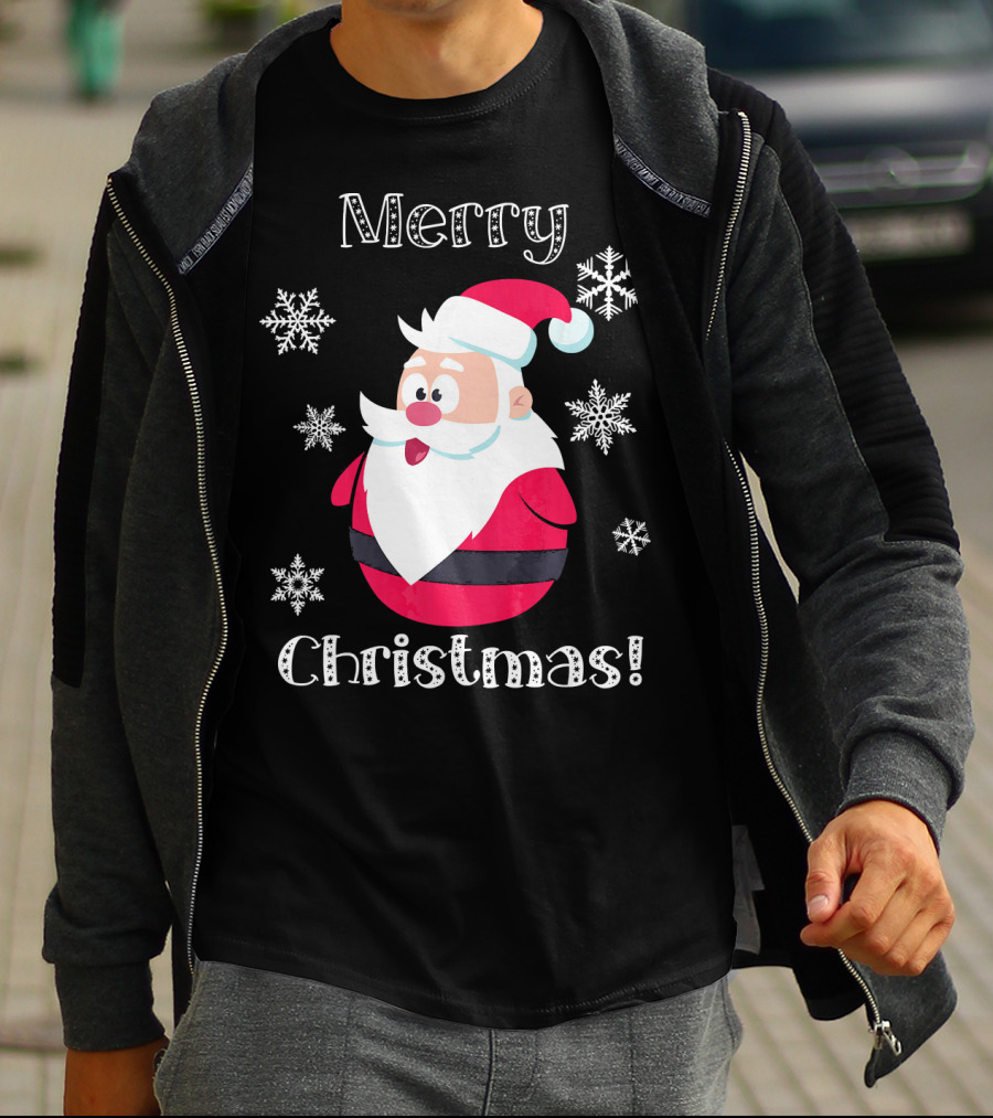 Merry Christmas Santa Claus Cute Snowflakes T-Shirt