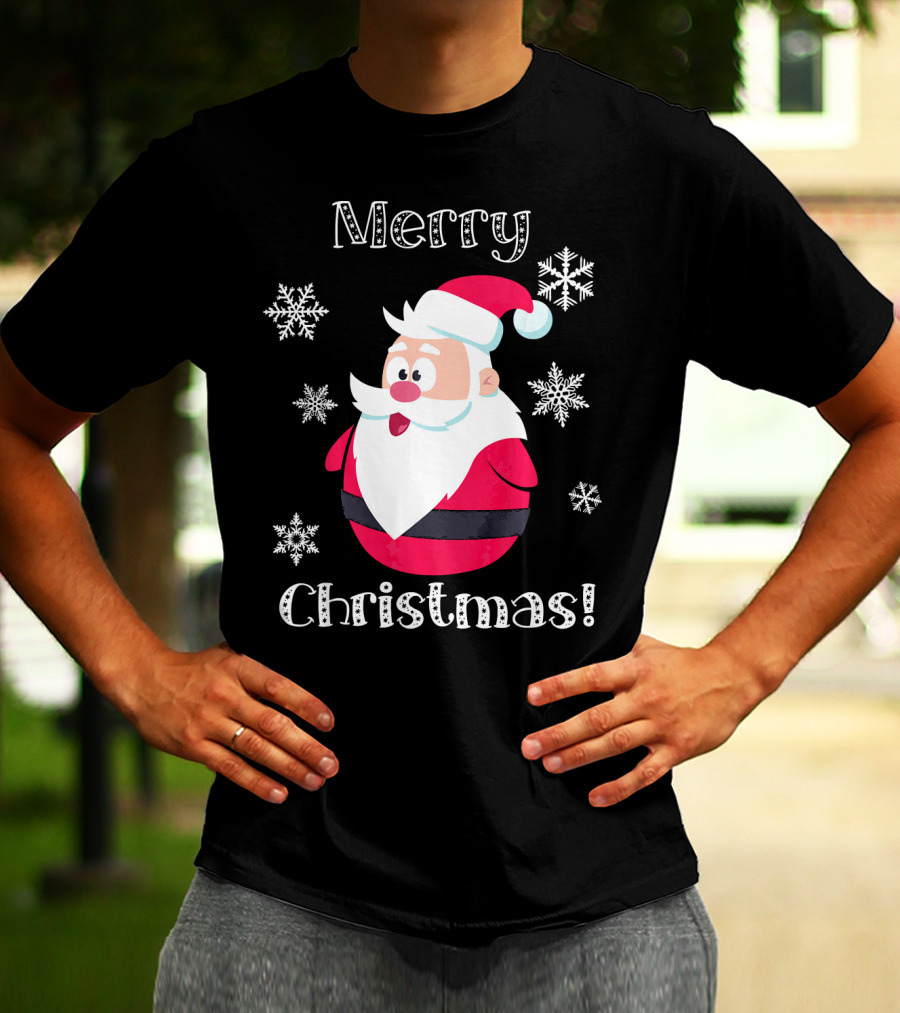 Merry Christmas Santa Claus Cute Snowflakes T-Shirt