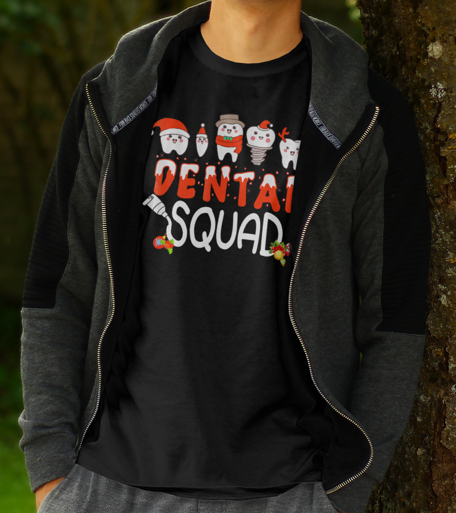 Dental Squad Tooth Christmas Santa Reindeer Festive Dent T-Shirt