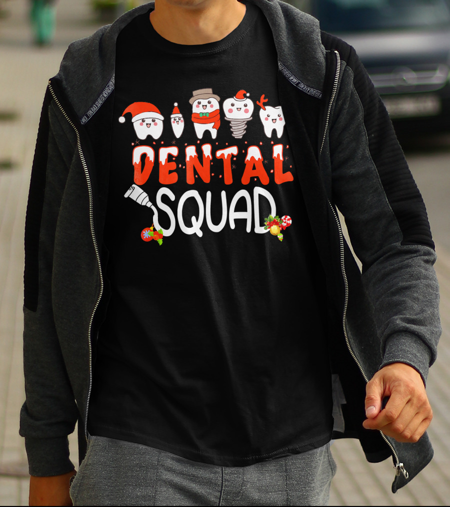 Dental Squad Tooth Christmas Santa Reindeer Festive Dent T-Shirt