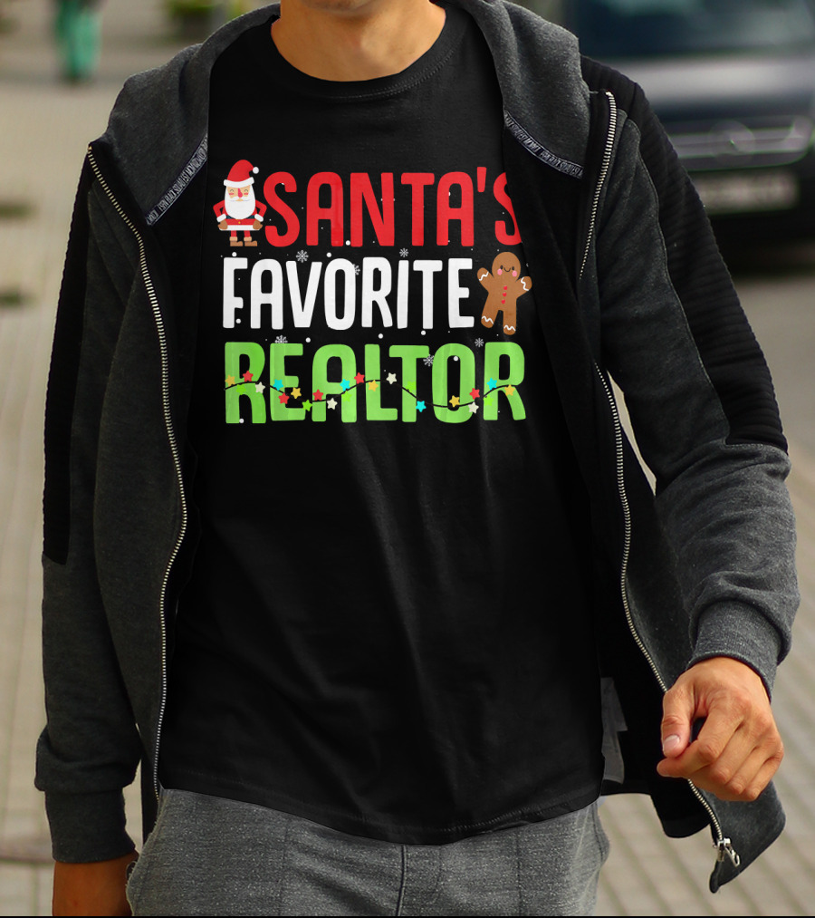 Santa's Favorite Realtor Gingerbread Lights T-Shirt