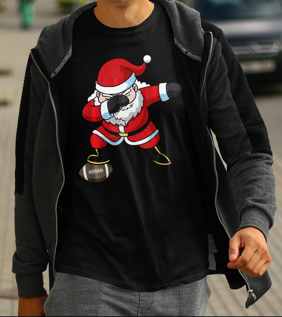 Football Santa Dabbing With Christmas Cheer T-Shirt