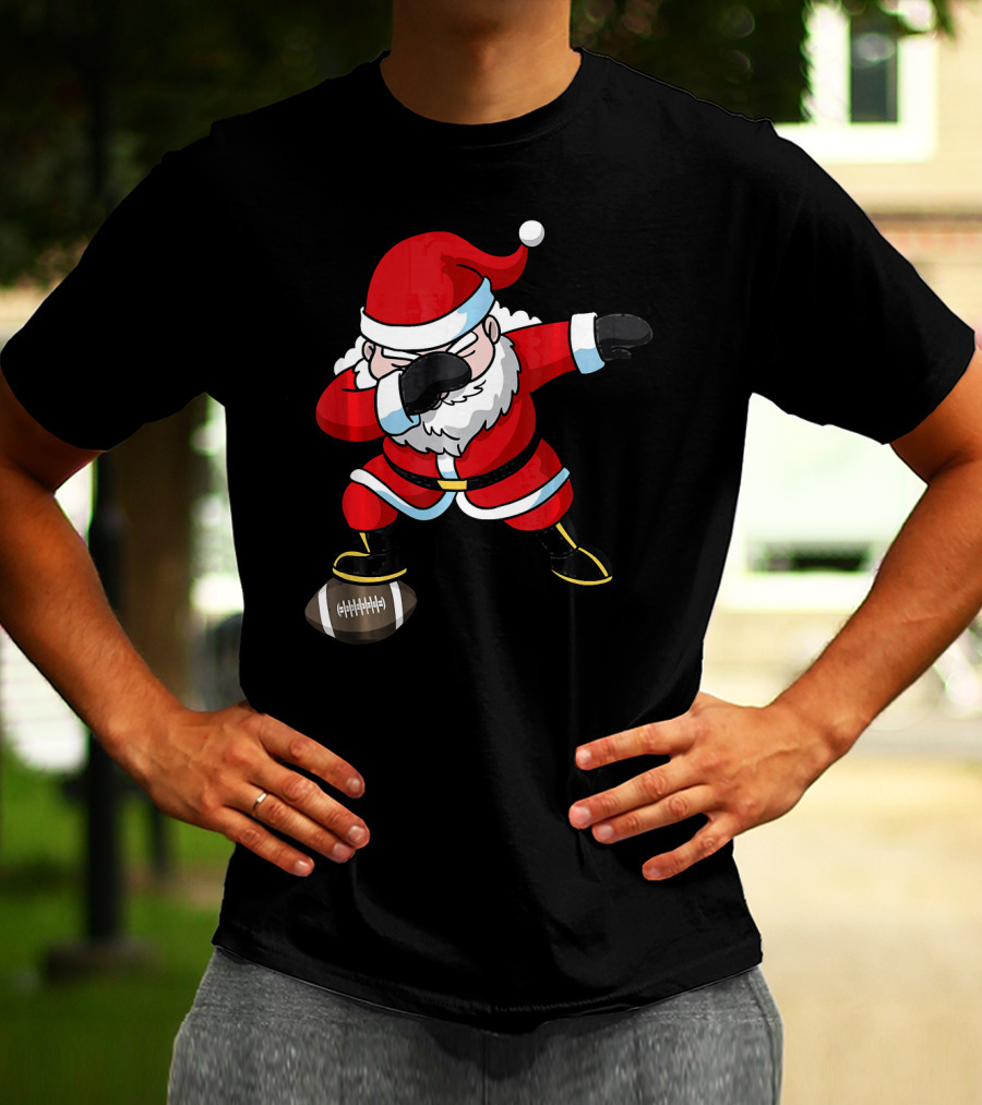 Football Santa Dabbing With Christmas Cheer T-Shirt