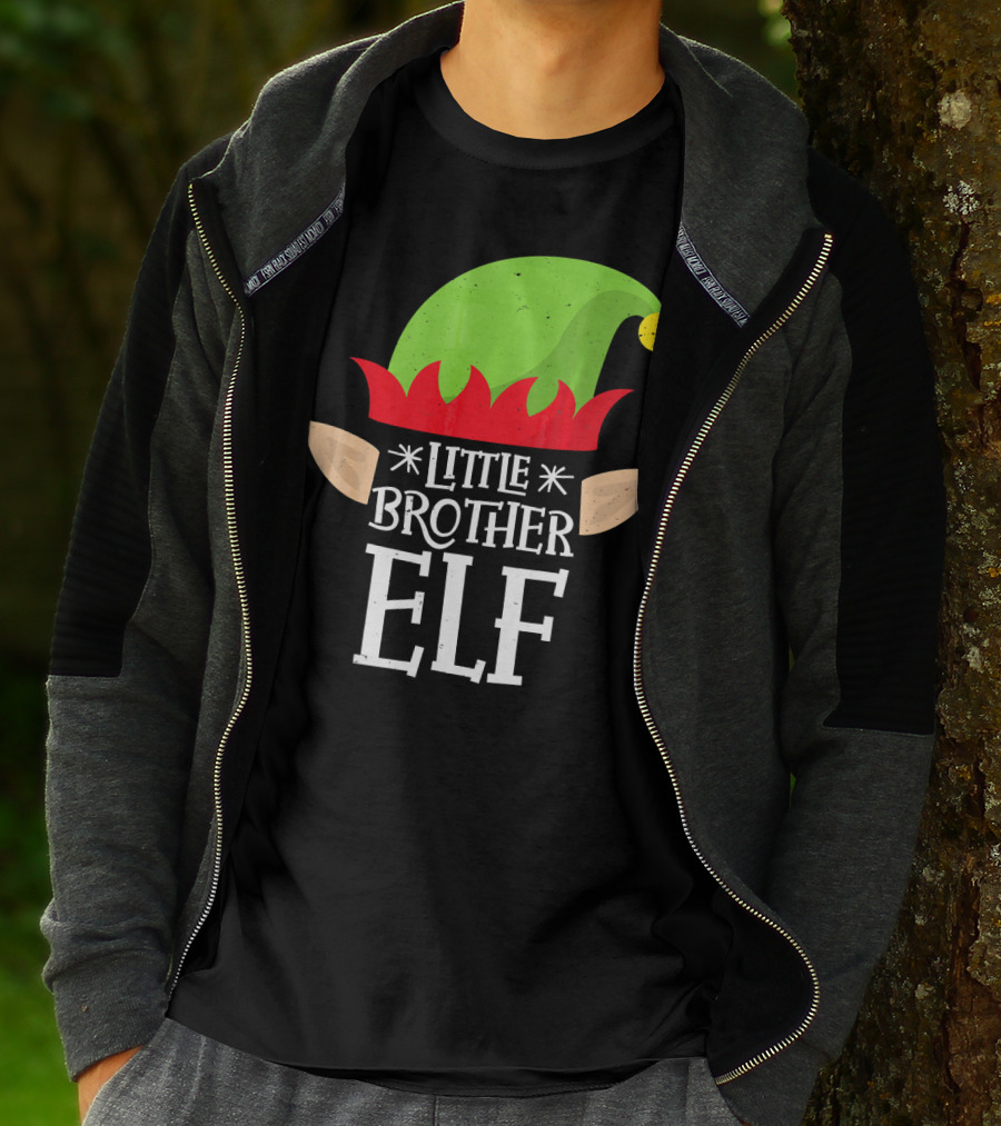 Little Brother Elf Funny Christmas Family T-Shirt
